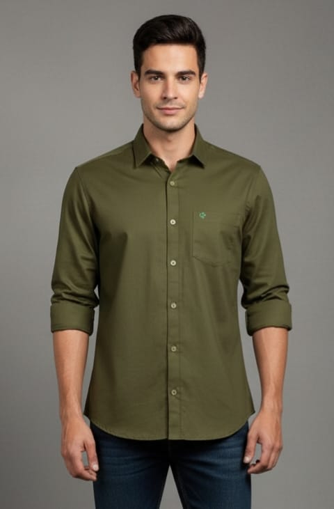Men’s Olive Green Formal Shirt – Refined Elegance, Effortless Style